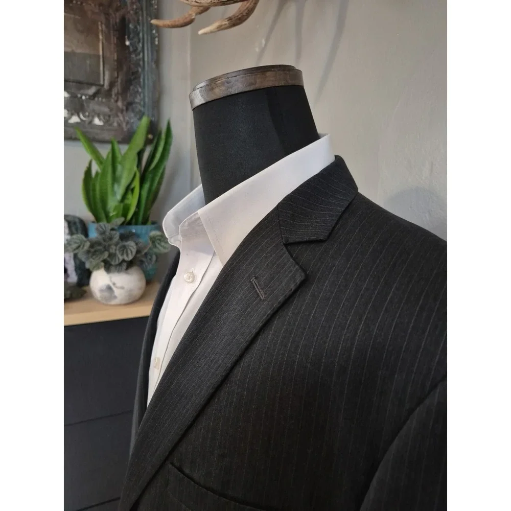Pronto Uomo Mens Wool Sports Coat 44R Gray Stripe Italy 2 Button Blazer